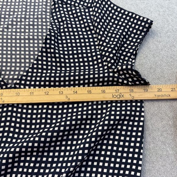J Crew Shirt Womens Small Dark Blue Check Deep V Neck Office Professional - Picture 6 of 9